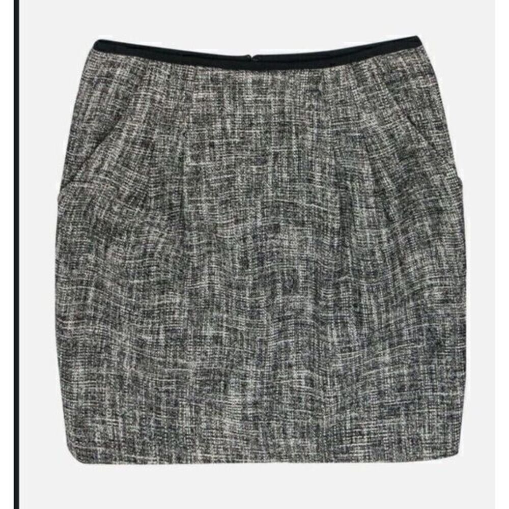 Nannette Lepore Womens 6 Black White Tweed Skirt Lined With Pockets Above Knee